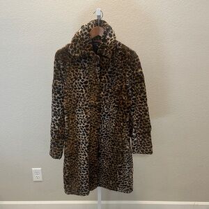 Wilsons Leather Leopard Print Teddy Jacket (100% rabbit)